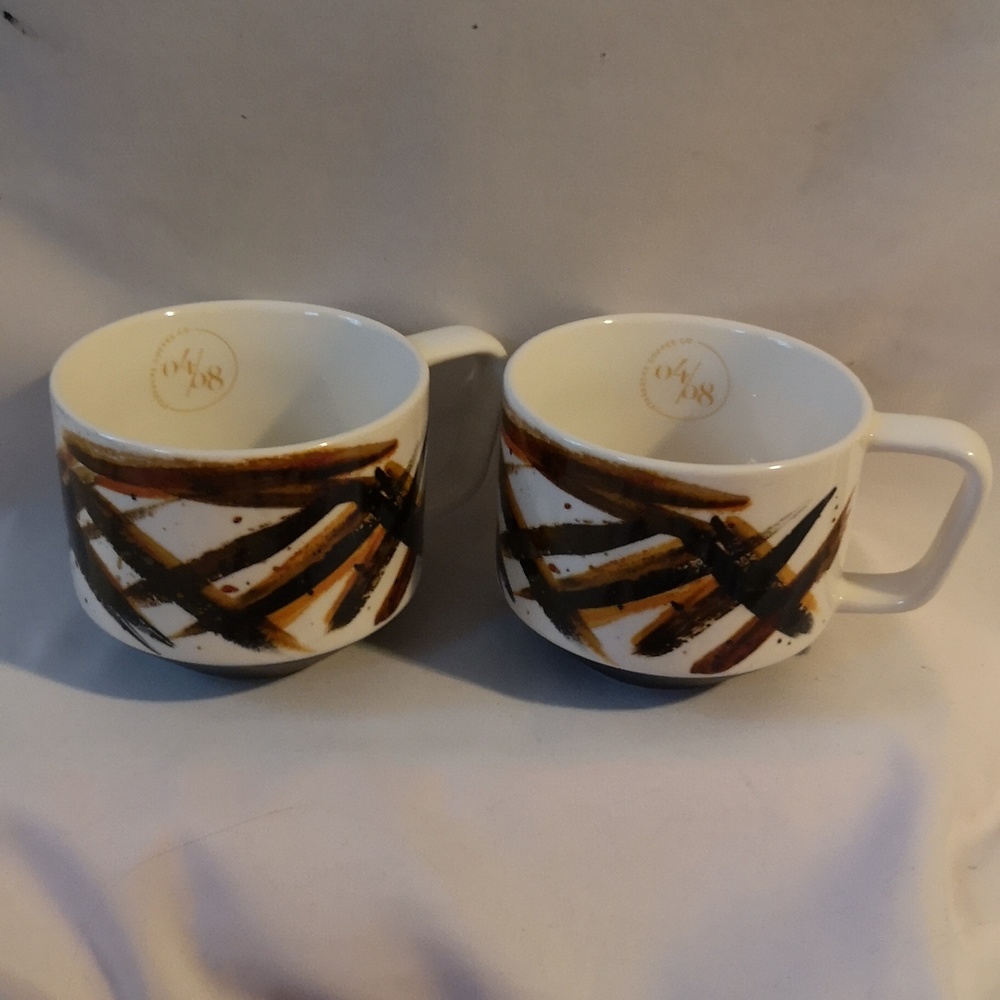 Set of Two Starbucks Retired Ceramic Coffee / Tea Mugs 2014 each 12 fl oz